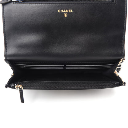 Chanel Tweed Quilted Chanel 19 Wallet On Chain WOC Black Beige 5 of 12