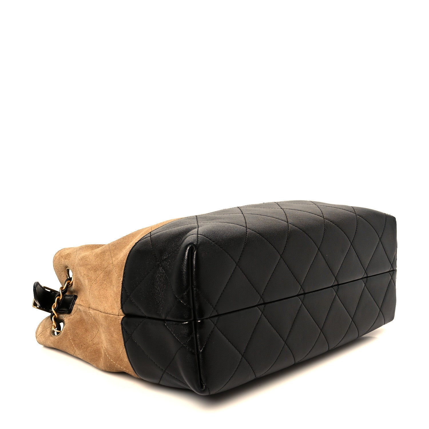 Chanel Suede Calfskin Shiny Lambskin Quilted Small Coco Base Shopping Bag Beige Black 4 of 11