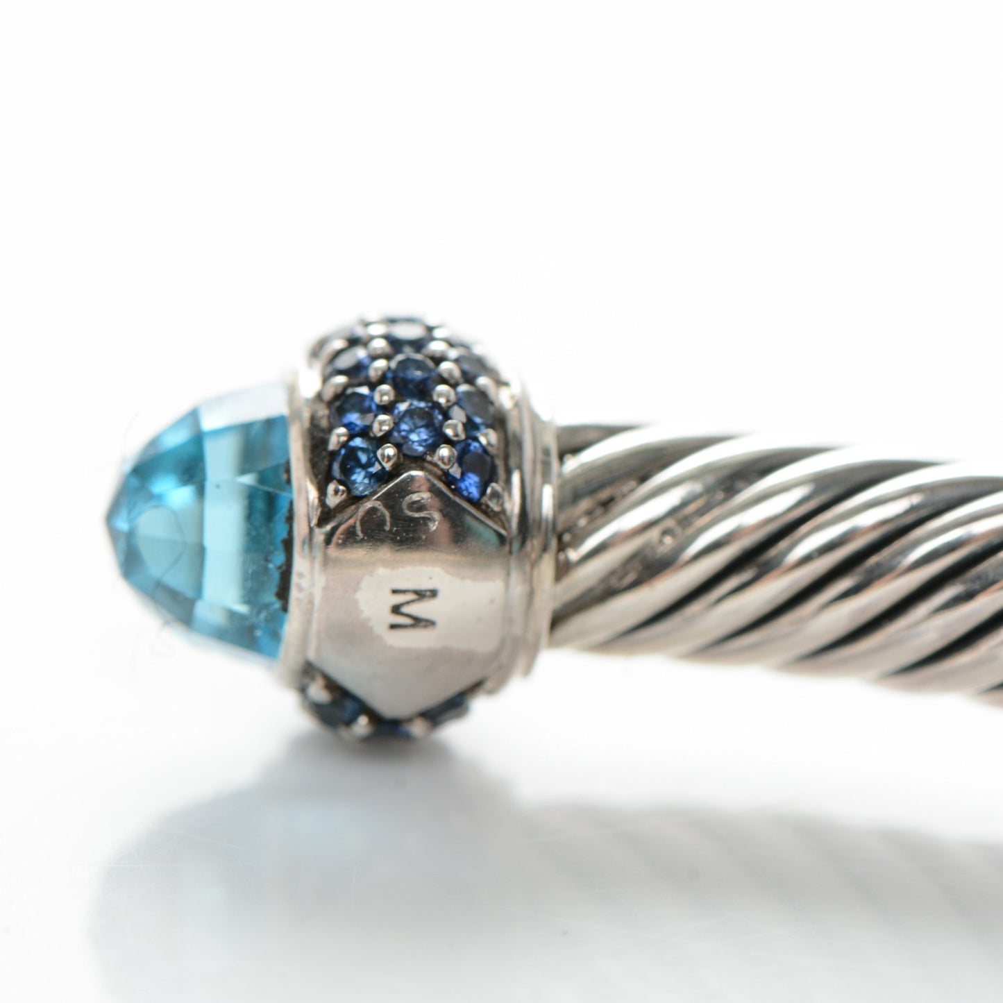 Sterling Silver Sapphire Blue Topaz 5mm Cable Candy Bracelet