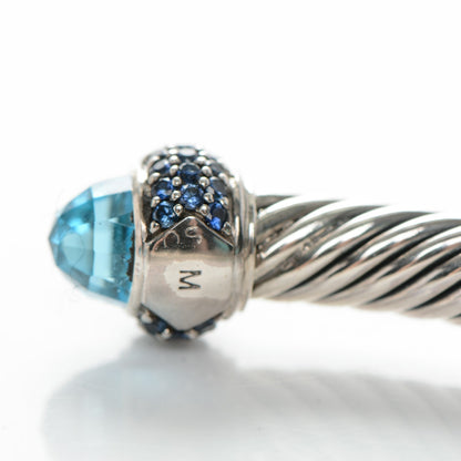 David Yurman Sterling Silver Sapphire Blue Topaz 5mm Cable Candy Bracelet 5 of 6