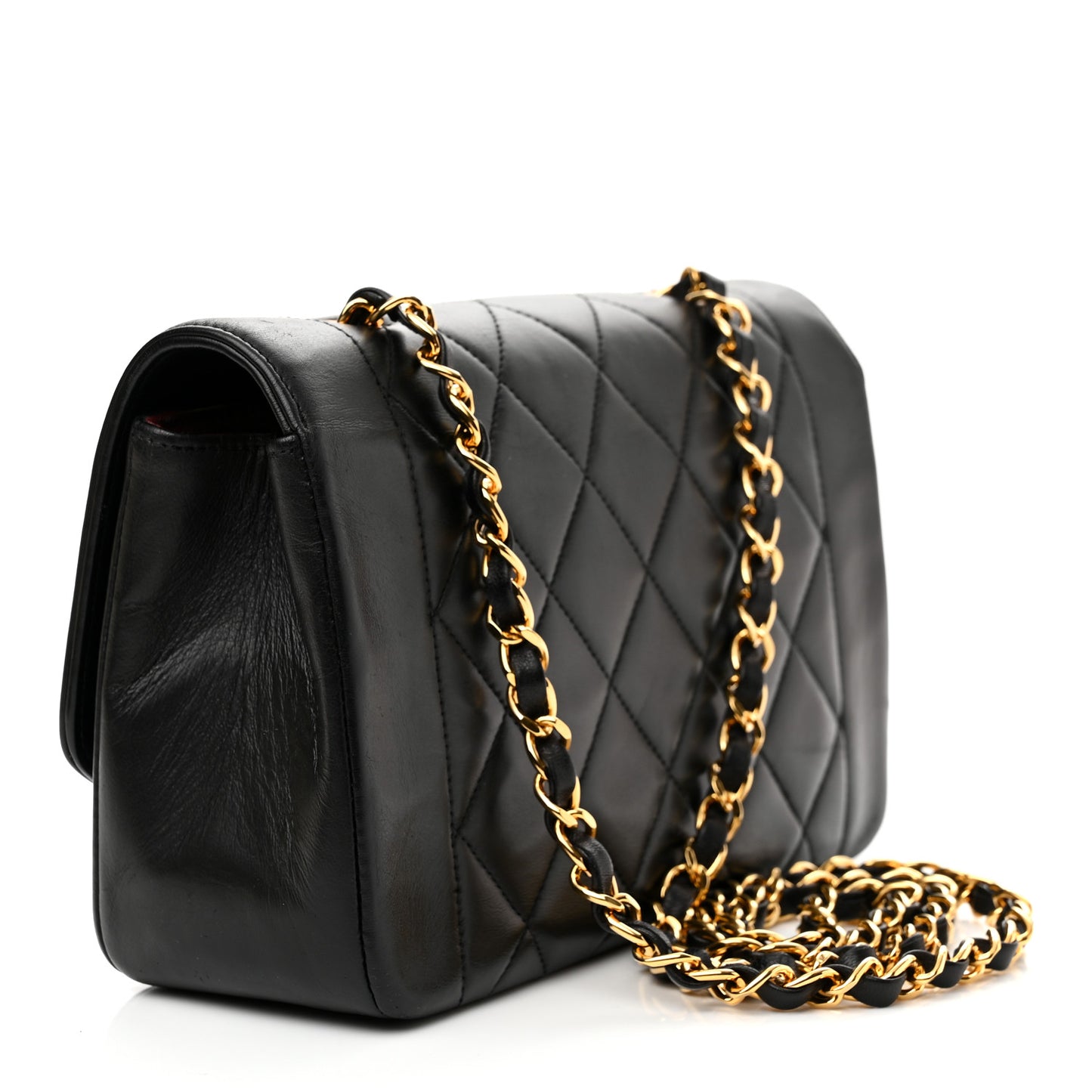Lambskin Quilted Small Single Flap Bag Black