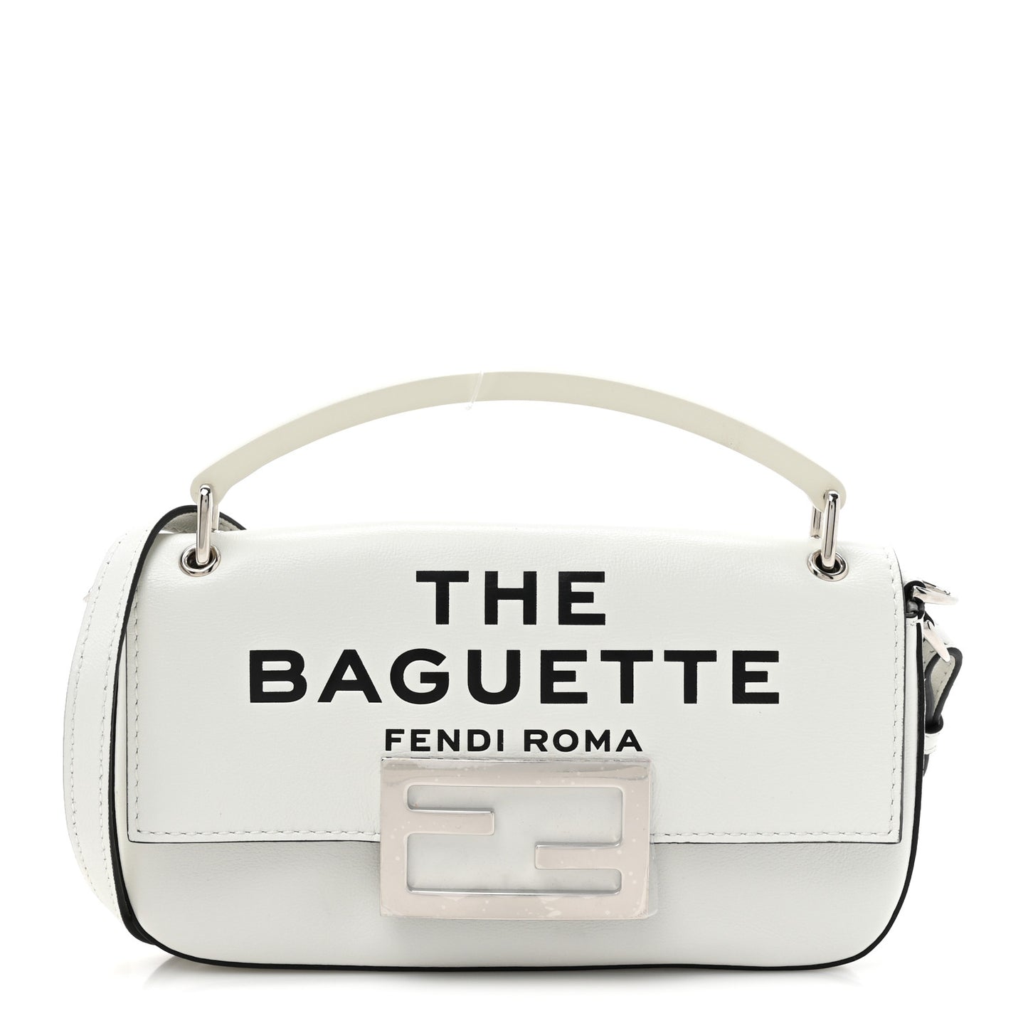 X MARC JACOBS Nappa Logo Phone Baguette White Black