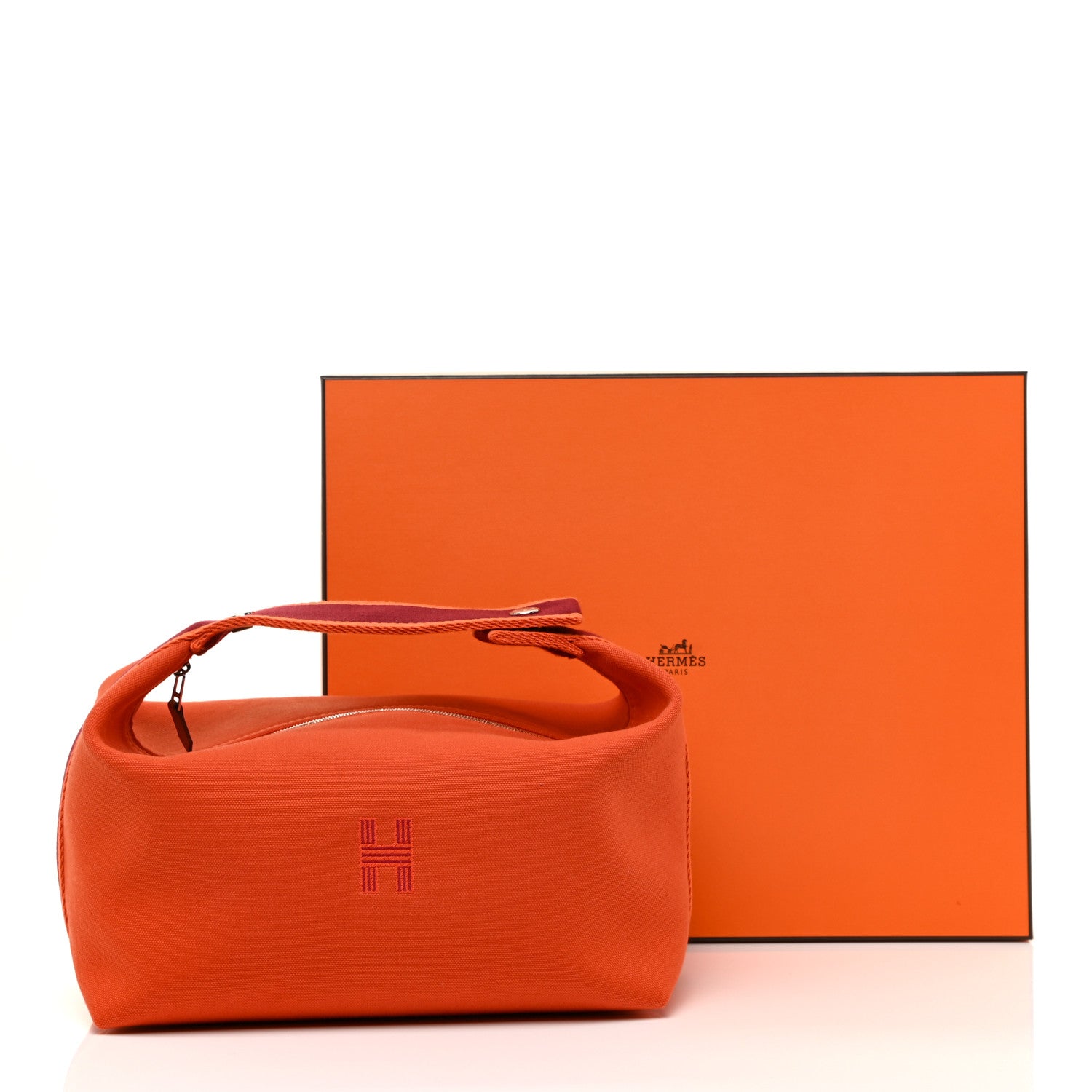 Hermes Canvas Large Bride-A-Brac Pouch Orange Feu Burgundy 15 of 15