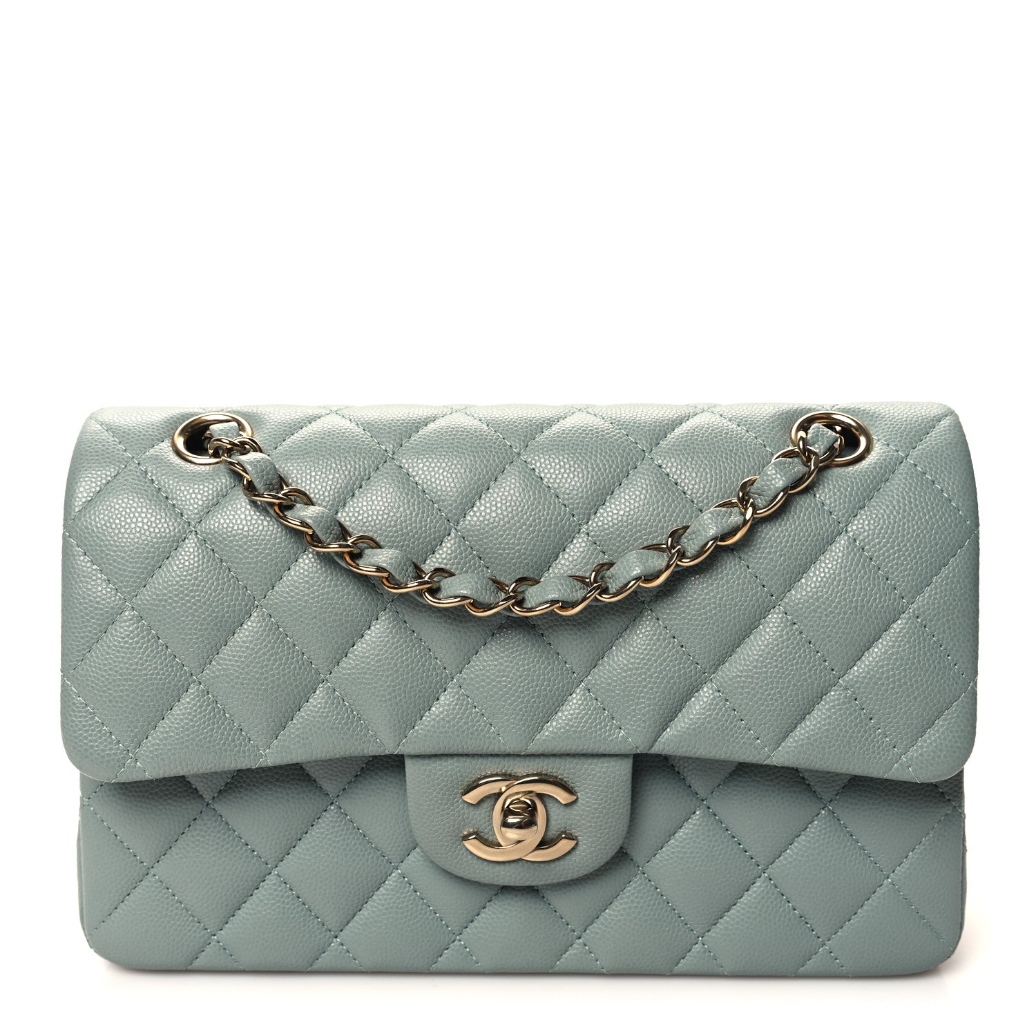 Chanel Caviar Quilted Small Double Flap Light Blue 1 of 11
