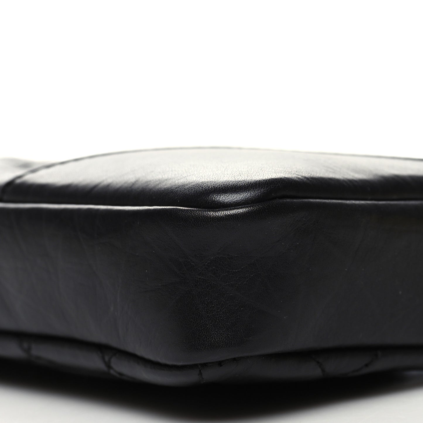 Aged Calfskin Quilted Cotton Club Pochette Black