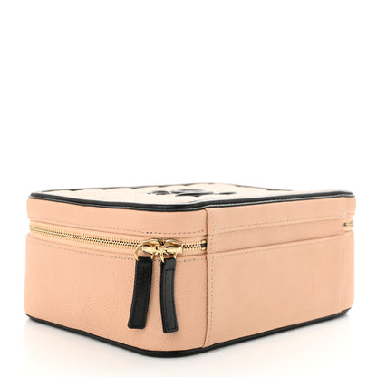 Chanel Caviar Quilted Large CC Filigree Vanity Case Beige Black 4 of 14