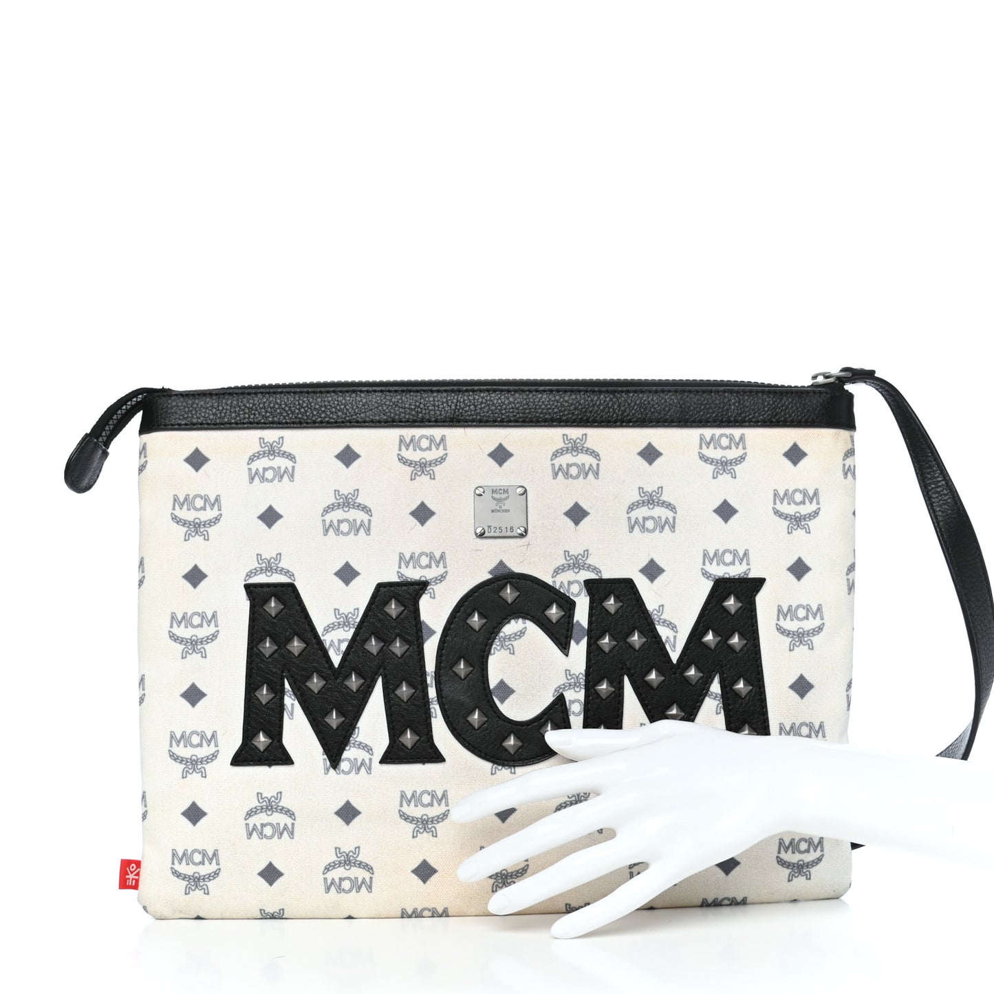 X Ekocycle Visetos Wristlet Pouch White Black