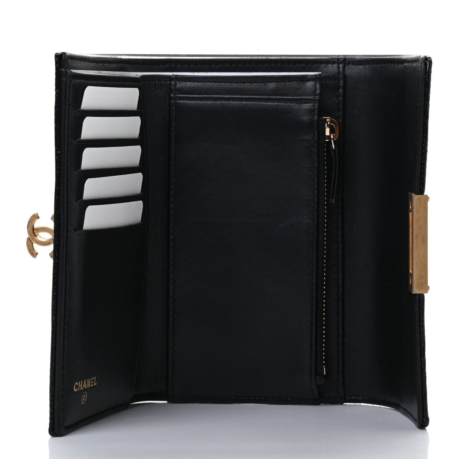 Chanel Lizard Small Golden Class Flap Wallet Black 5 of 7
