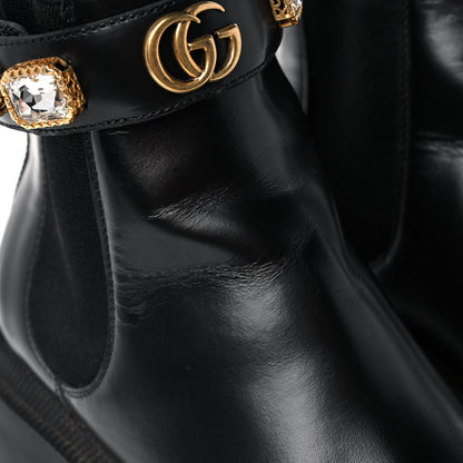 Gucci Calfskin Crystal GG Trip Chelsea Ankle Boots 36 Black 12 of 13
