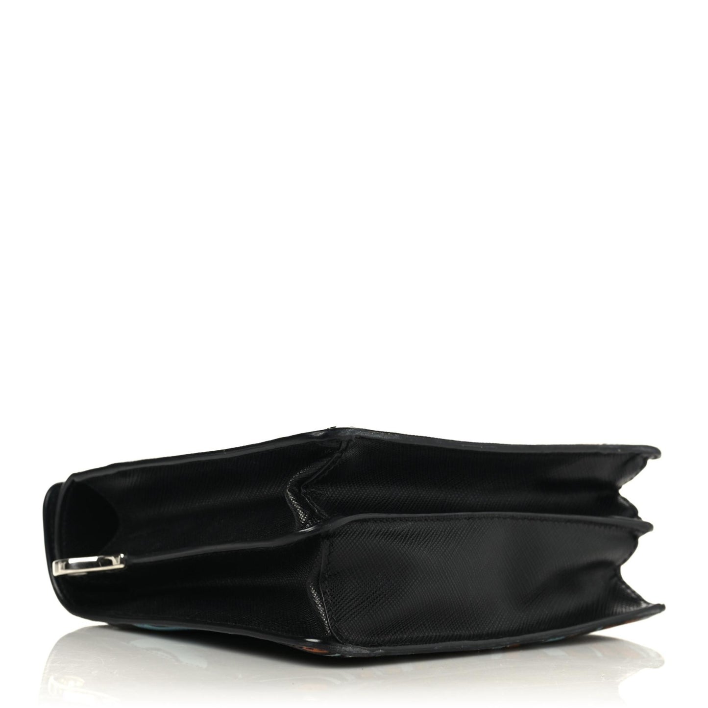 Saffiano Stampata Print Shoulder Bag Black Multicolor