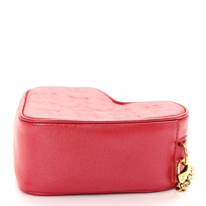 Louis Vuitton Lambskin Embossed Monogram Fall In Love Sac Coeur Heart Chain Bag Lipstick Red 8 of 9
