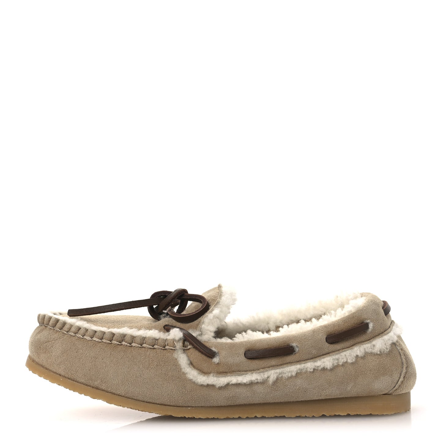 Shearling Moccasin Loafers 35 Beige