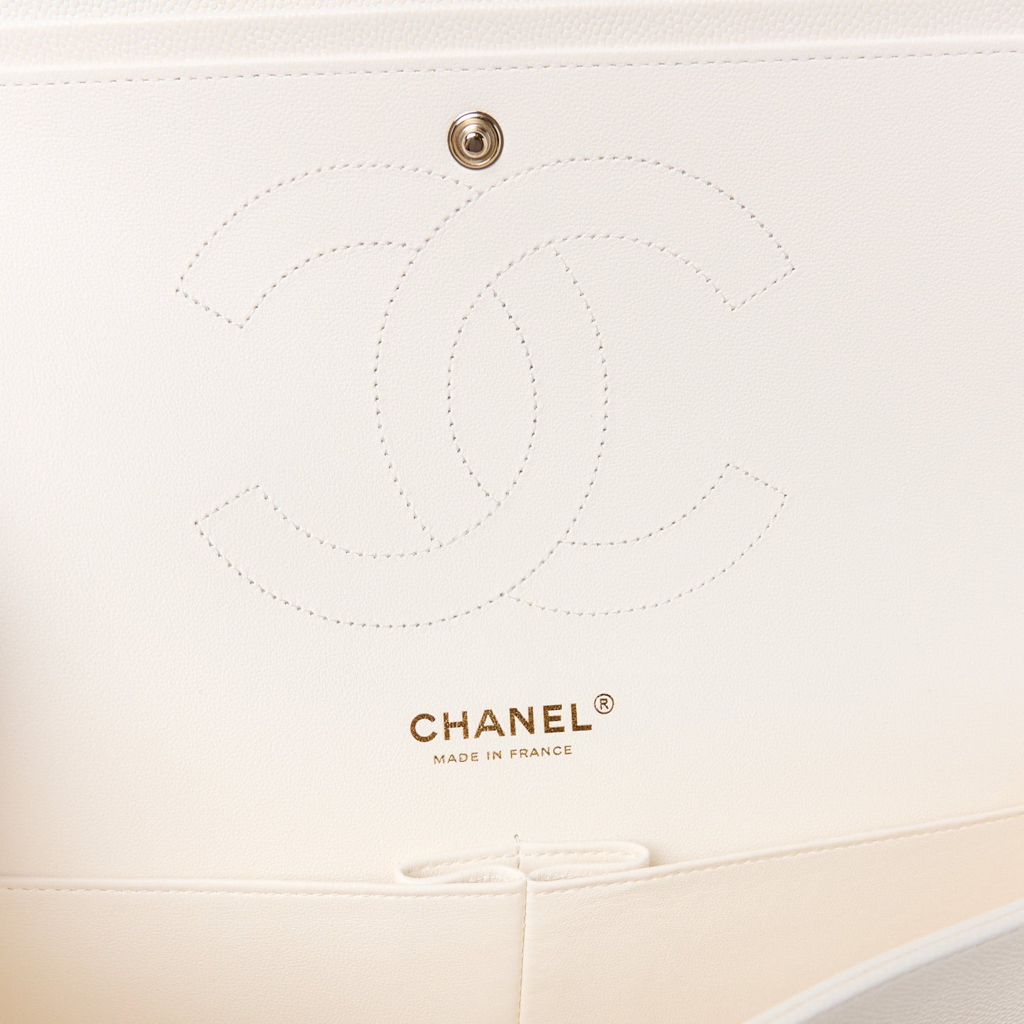 Caviar Quilted Jumbo Double Flap White