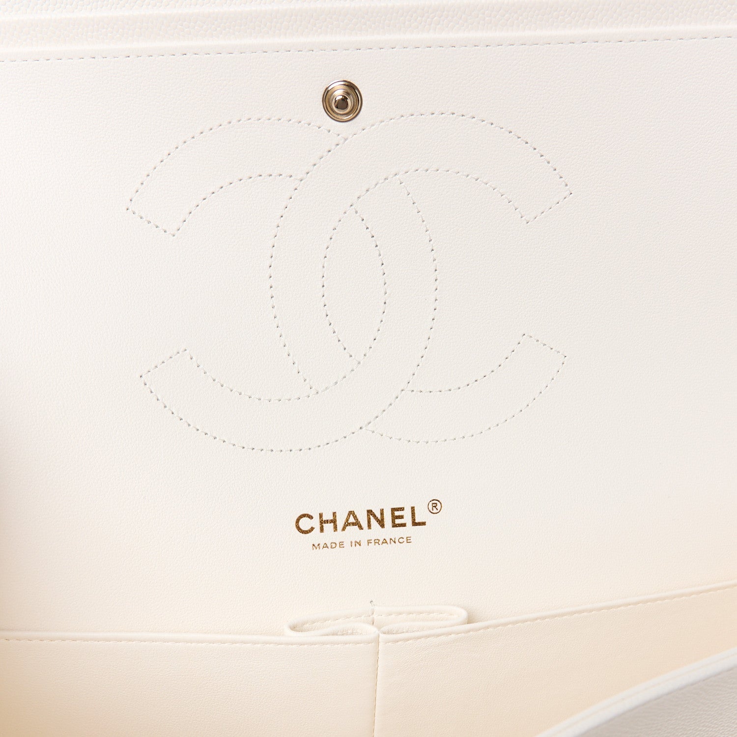 Chanel Caviar Quilted Jumbo Double Flap White 6 of 12