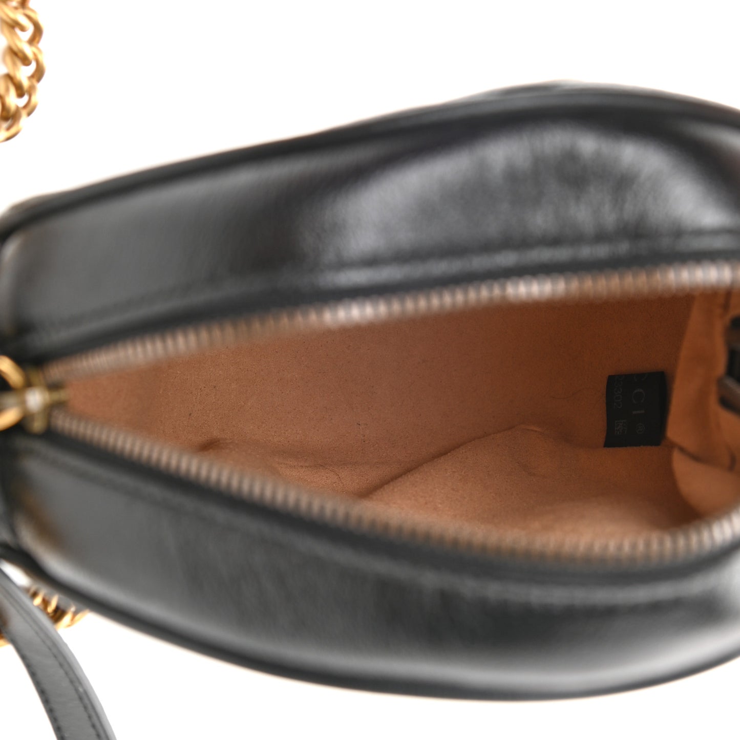 Azalea Calfskin Matelasse Heart Mini GG Marmont Round Shoulder Bag Black