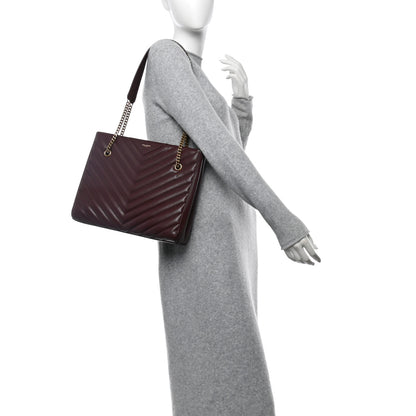 Saint Laurent Grain de Poudre Matelasse Chevron Medium Tribeca Shopping Bag Rouge Legion 3 of 11