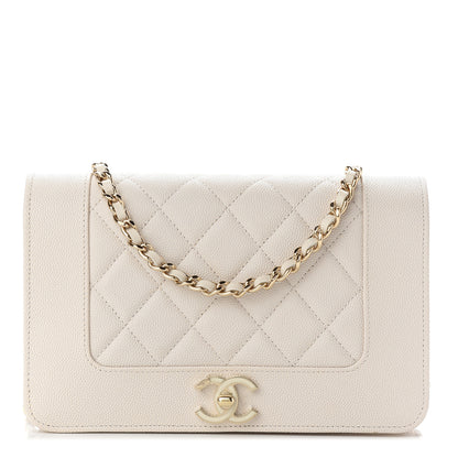 Chanel Caviar Quilted Vintage Mademoiselle Wallet On Chain WOC White 1 of 11
