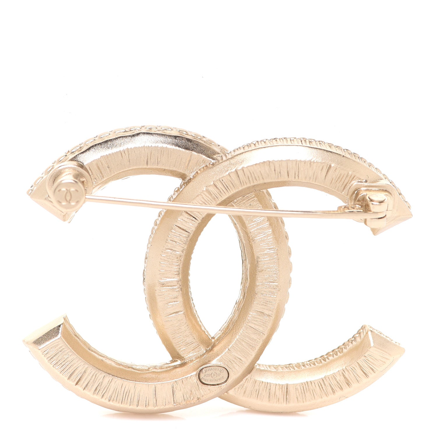 Chanel Metal Chain Quilted CC Brooch Gold 3 of 5