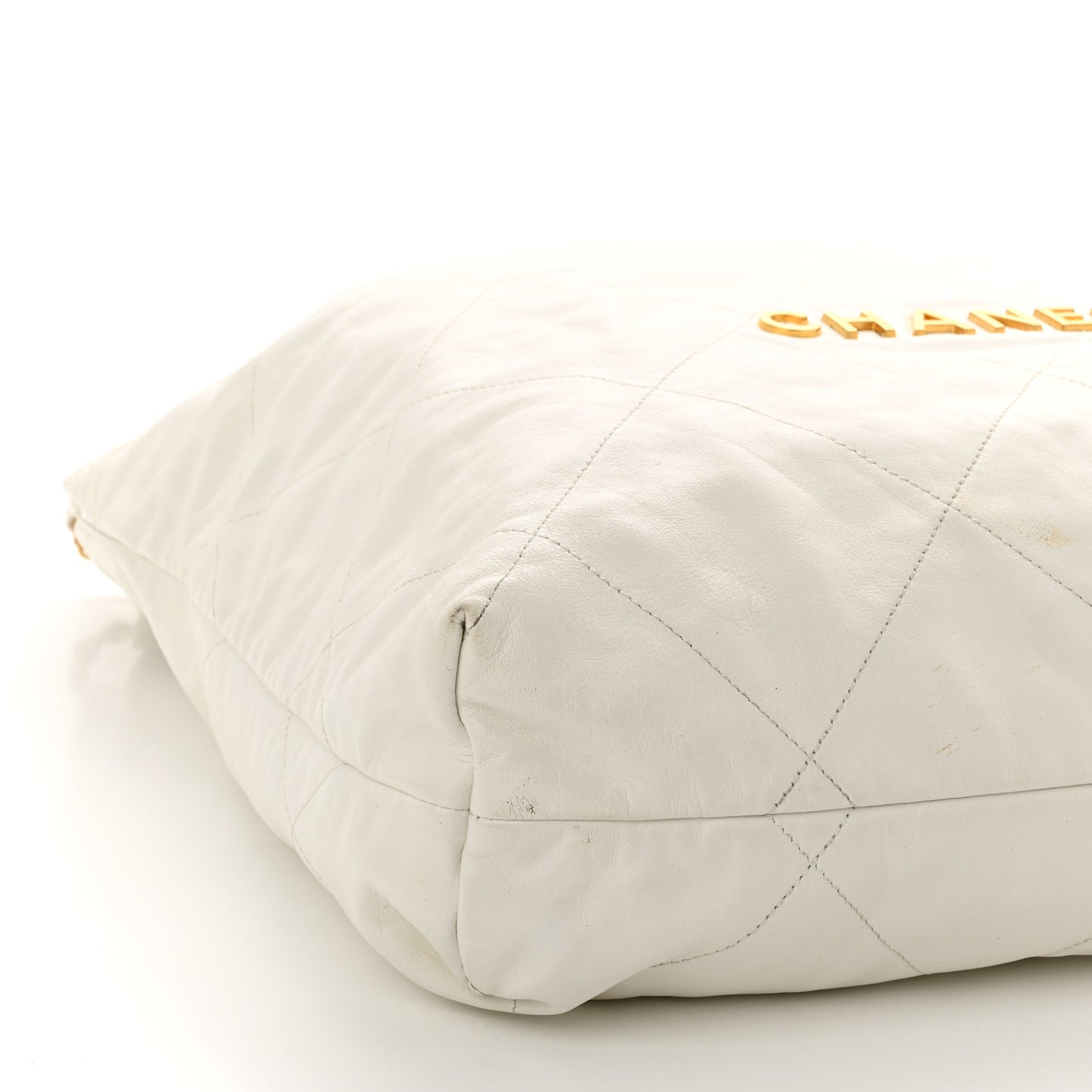 Shiny Calfskin Quilted Large Chanel 22 White