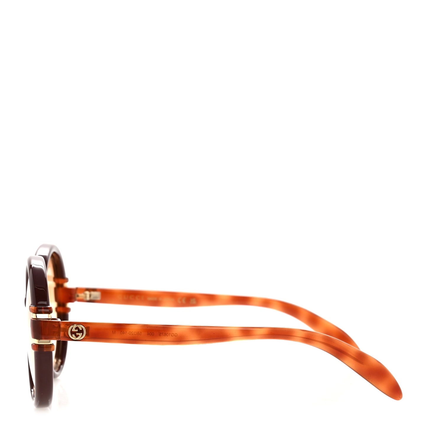 Acetate Round Sunglasses GG1067S Red Tortoiseshell