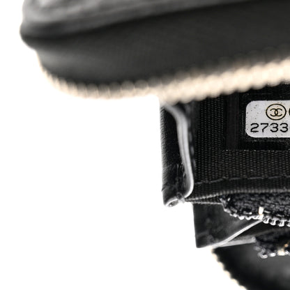 Chanel Goatskin Camellia Embossed Medium Zip Around Wallet Black 6 of 9