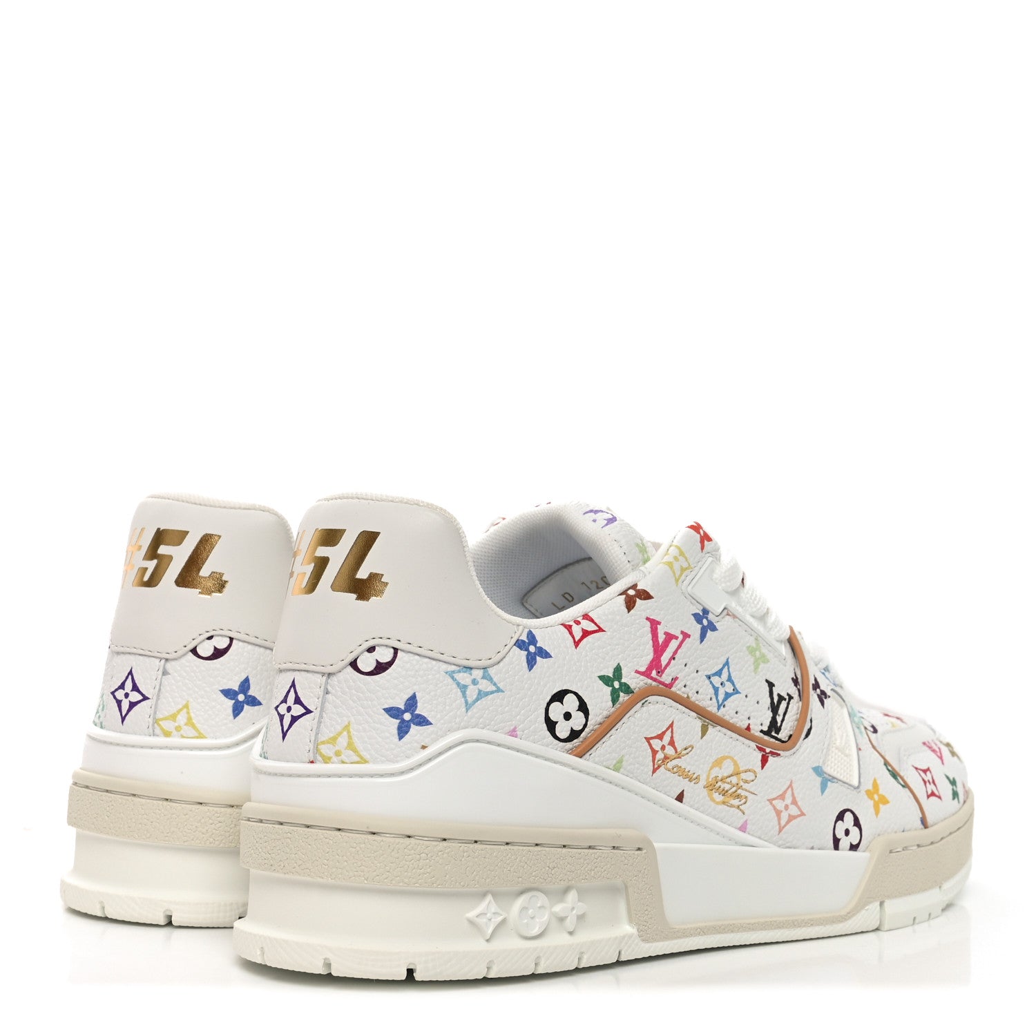 Louis Vuitton LV X TM Calfskin Monogram Multicolor Womens LV Trainer Sneakers 39 White Multicolor 5 of 11