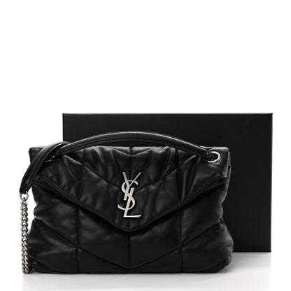 Saint Laurent Lambskin Quilted Small Loulou Puffer Monogram Chain Satchel Black 11 of 11