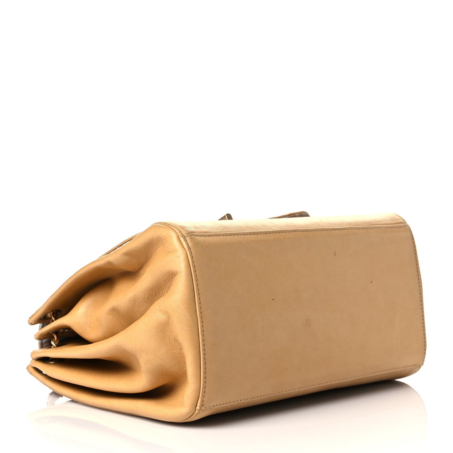 Lambskin Chocolate Bar Accordion Flap Beige