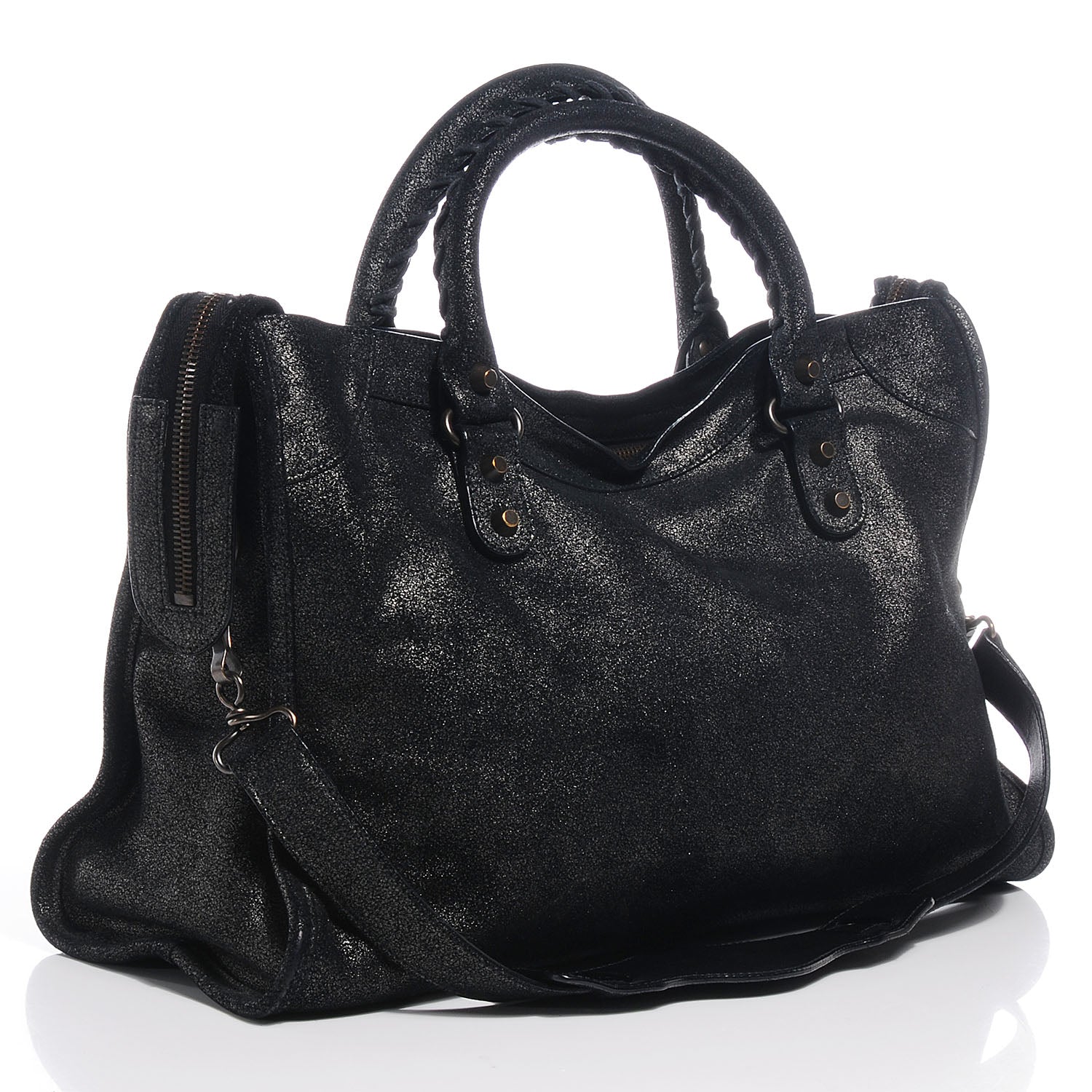 Balenciaga Metallic Craquele Calfskin Classic Hardware City Black 3 of 9