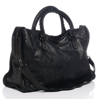 Balenciaga Metallic Craquele Calfskin Classic Hardware City Black 3 of 9