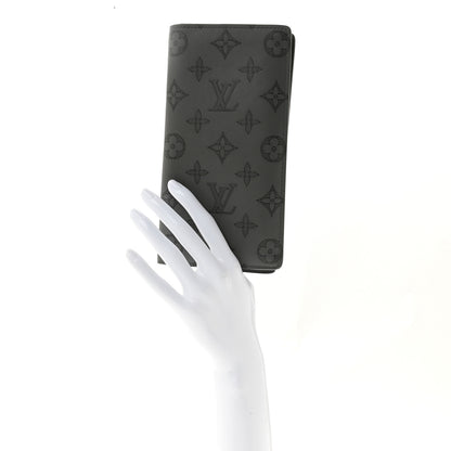 Louis Vuitton Calfskin Monogram Shadow Brazza Wallet Anthracite Gray 2 of 9