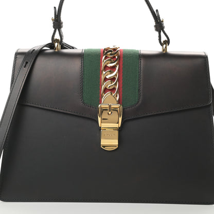Gucci Calfskin Medium Sylvie Top Handle Bag Black 8 of 15