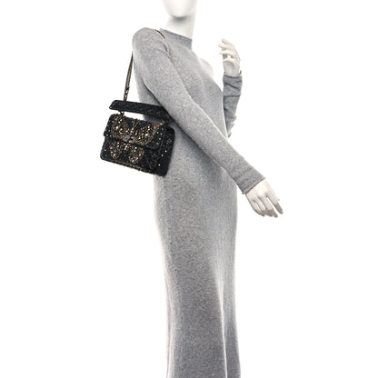 Valentino Garavani Craquele Nappa Butterfly Crystal Medium Rockstud Spike Shoulder Bag Black 3 of 9