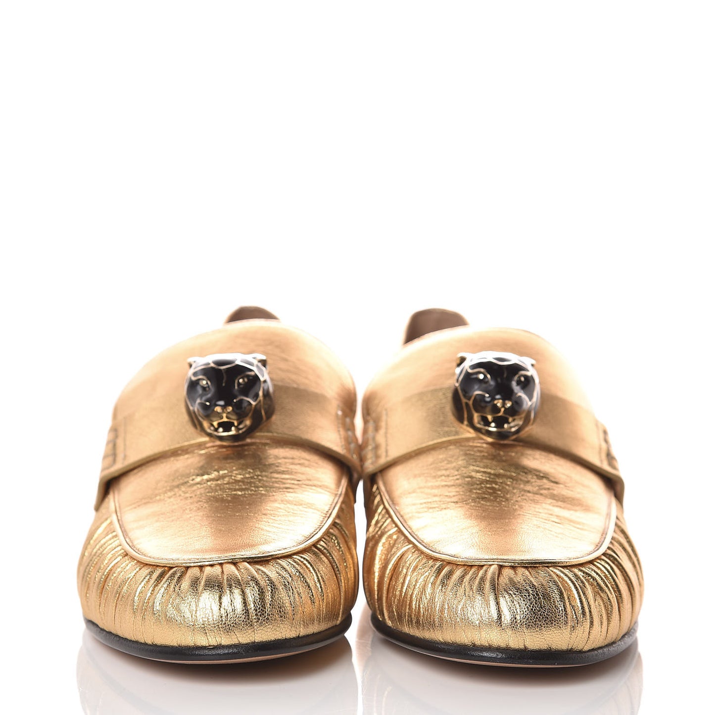 Metallic Nappa Panther Loafers 39 Deep Gold