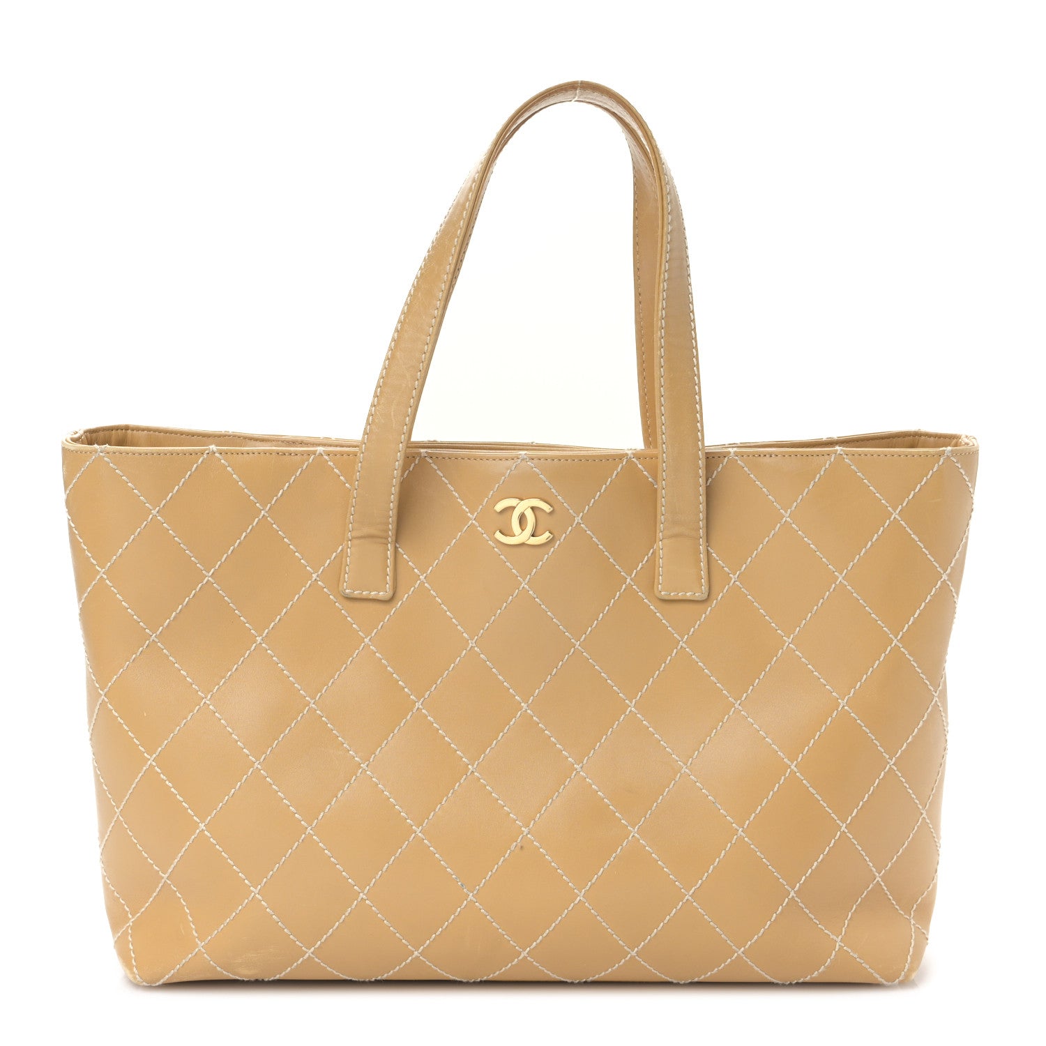 Chanel Calfskin Wild Stitch Large Tote Beige 1 of 9