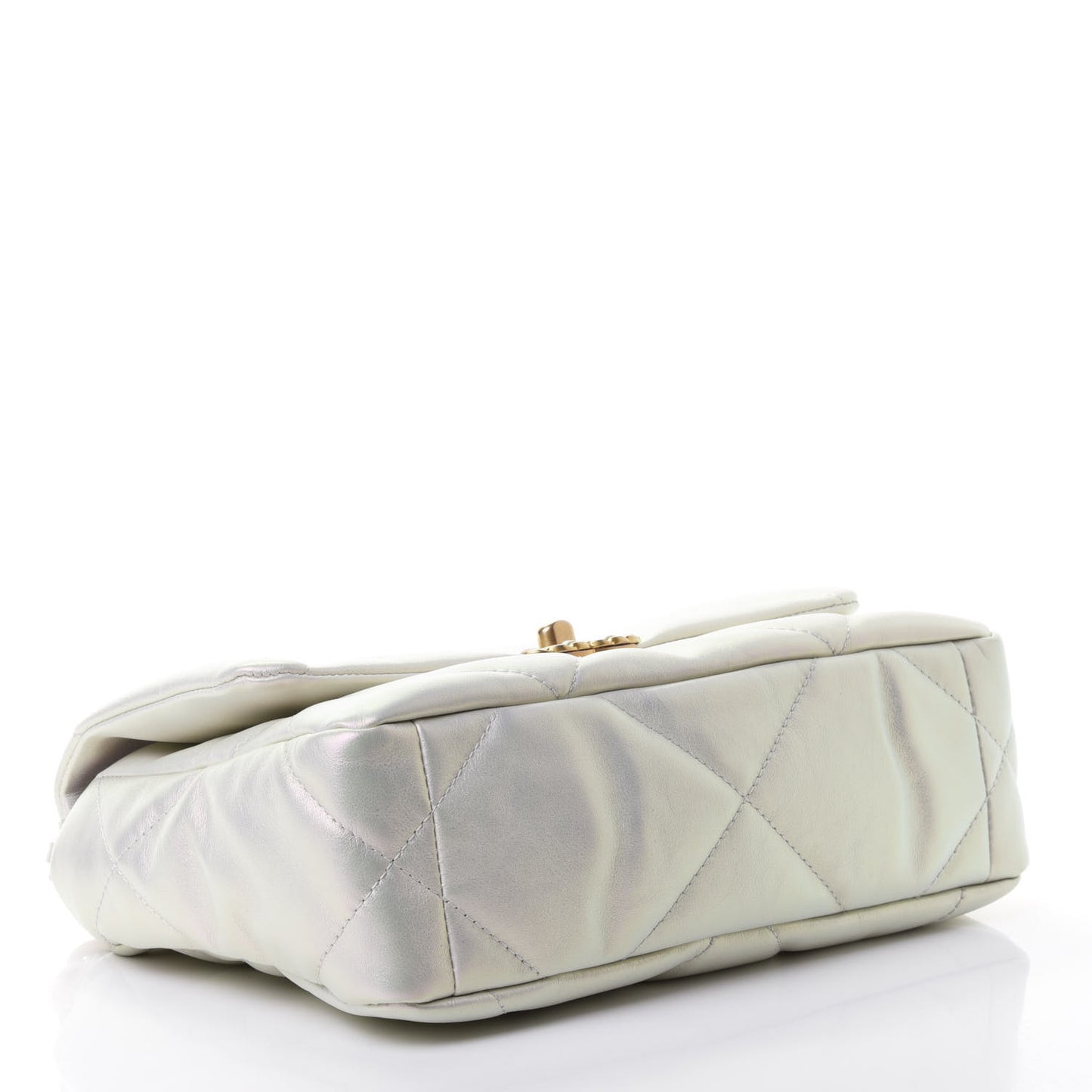 Iridescent Calfskin Quilted Medium Chanel 19 Flap White