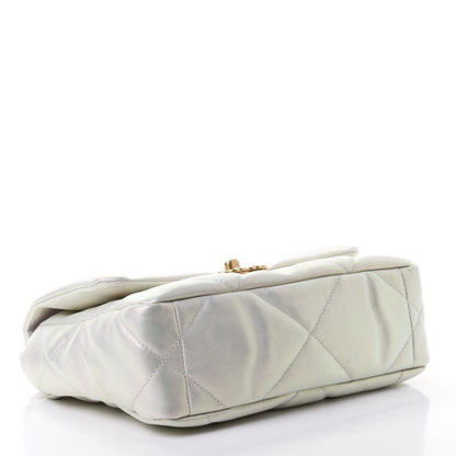 Chanel Iridescent Calfskin Quilted Medium Chanel 19 Flap White 3 of 4