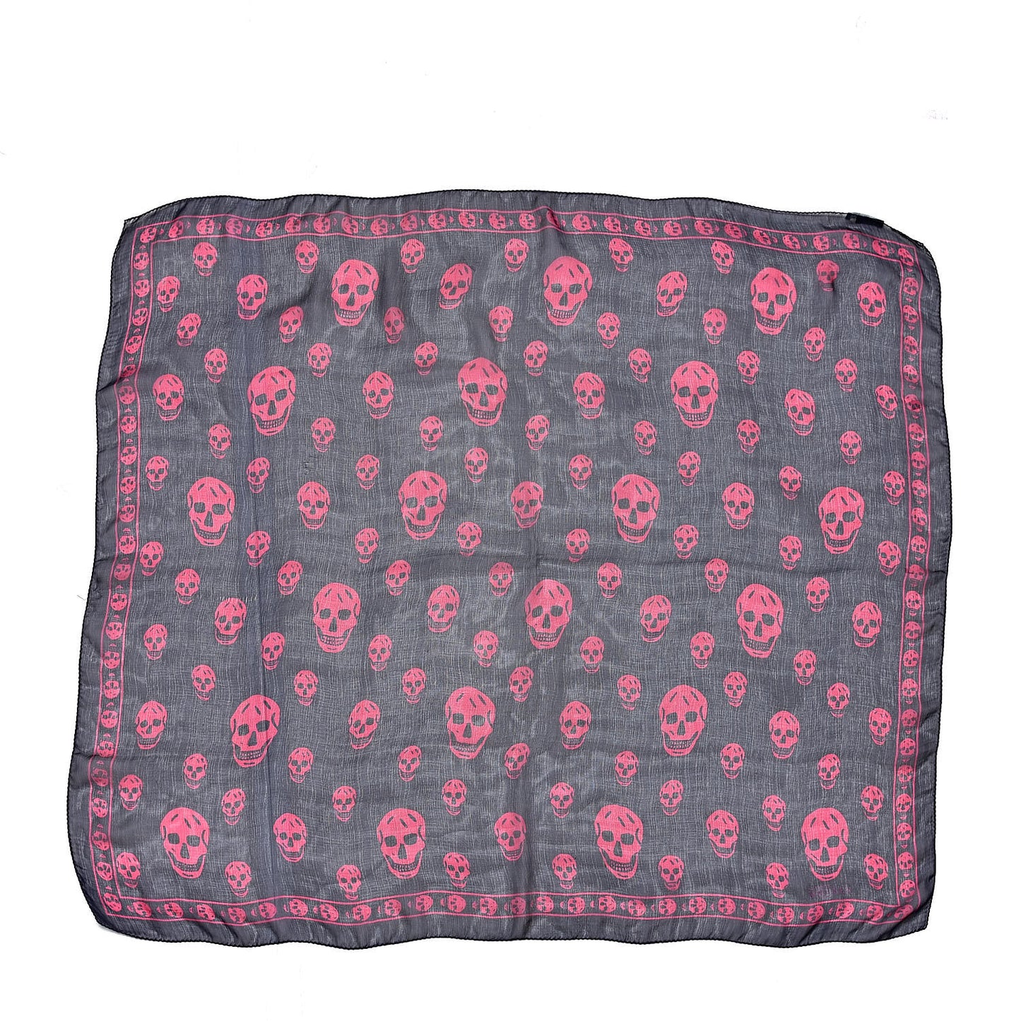 Silk Chiffon Skull Scarf Navy Pink
