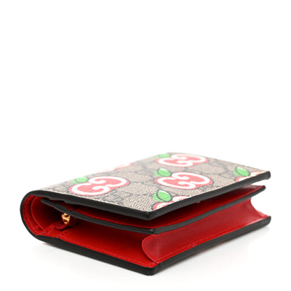 Gucci GG Supreme Monogram Apple Card Case Wallet Beige Multicolor Lobster Red 4 of 8