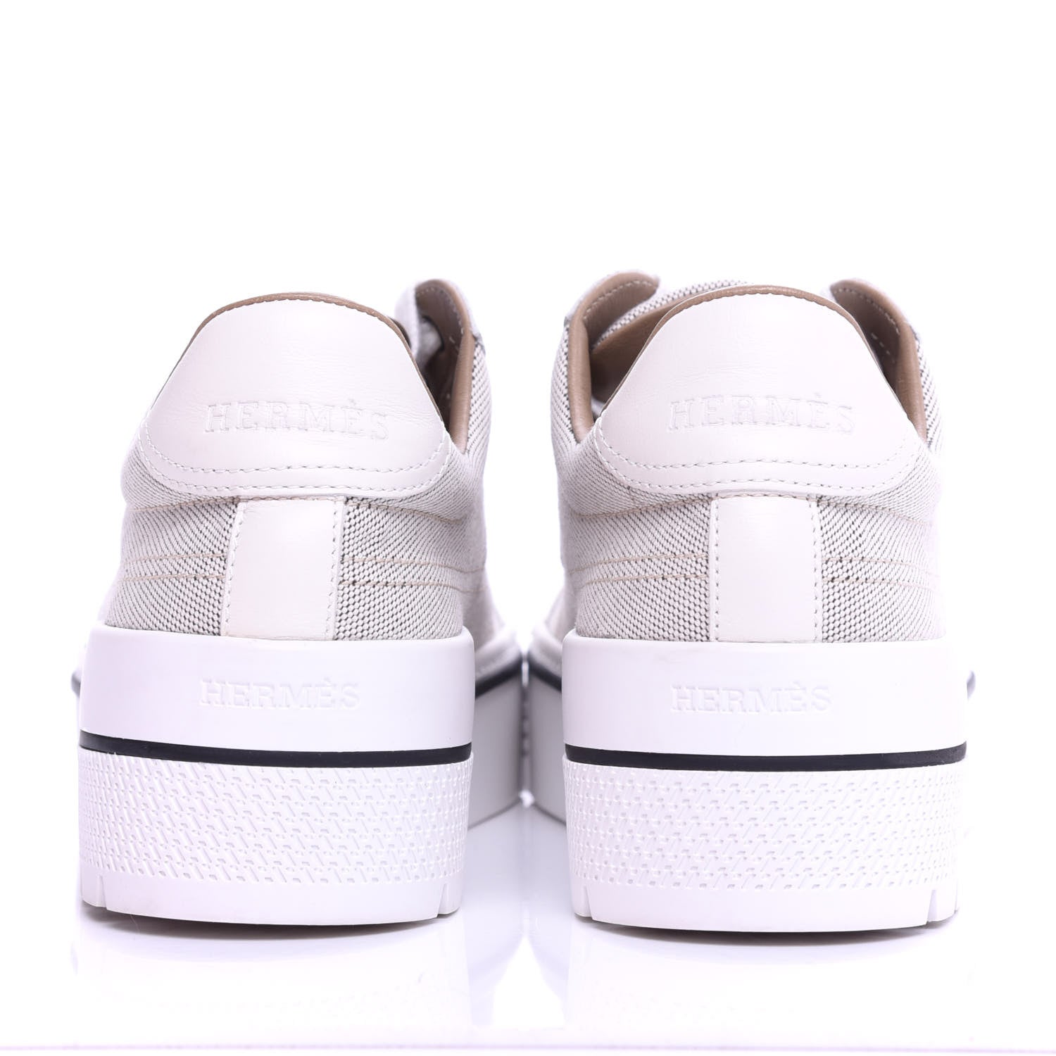 Hermes Canvas Calfskin Womens Voltage Sneakers 37 Prunoir White 7 of 10