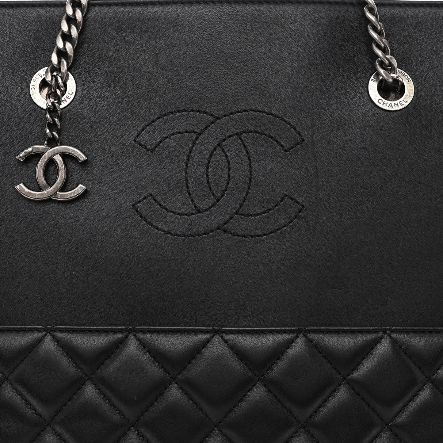Lambskin Quilted Urban Delight Tote Black