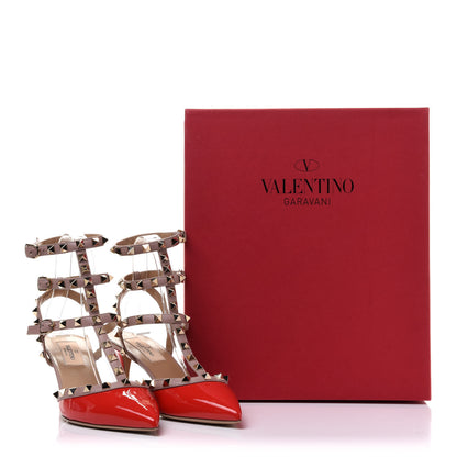Valentino Garavani Patent Rockstud Ankle Strap 65mm Pumps 37 Deep Orange Poudre 9 of 9