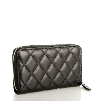 Chanel Lambskin Quilted Small Zip Around Wallet Black 3 of 16