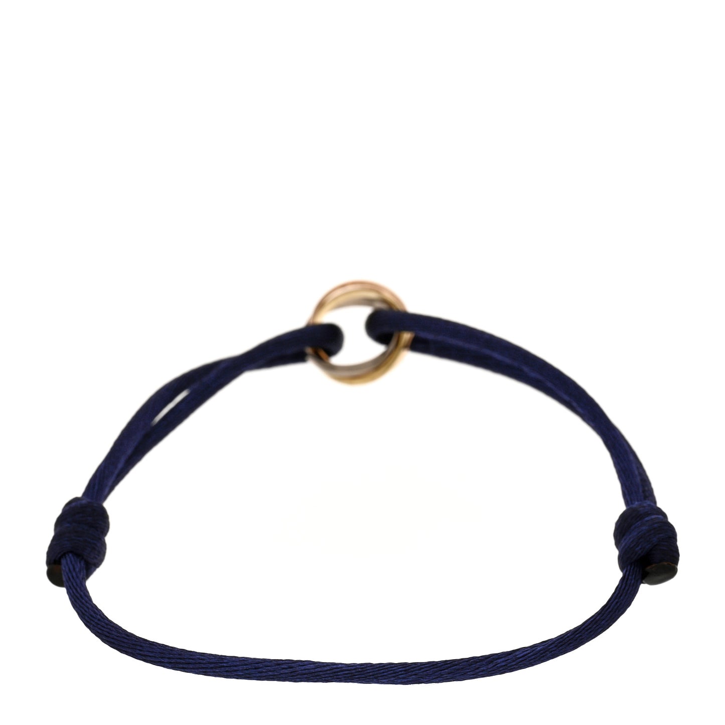 18K Pink Yellow White Gold Trinity Adjustable Cord Bracelet Blue