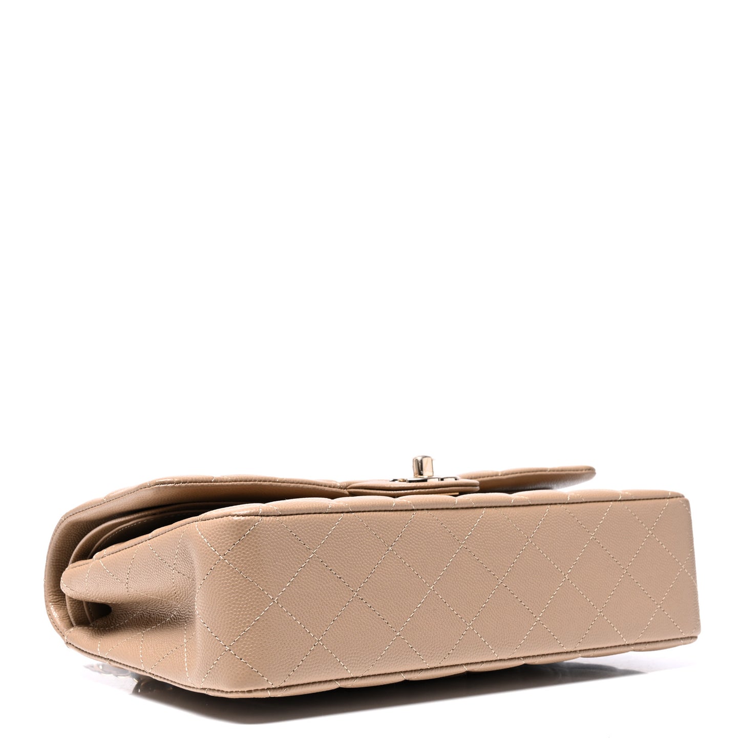 Caviar Quilted Medium Double Flap Dark Beige