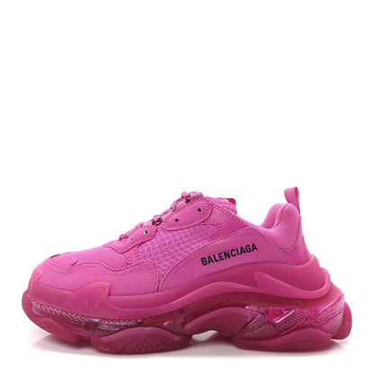 Balenciaga Fabric Mesh Clear Sole Fluo Womens Triple S Sneakers 38 Pink 1 of 9