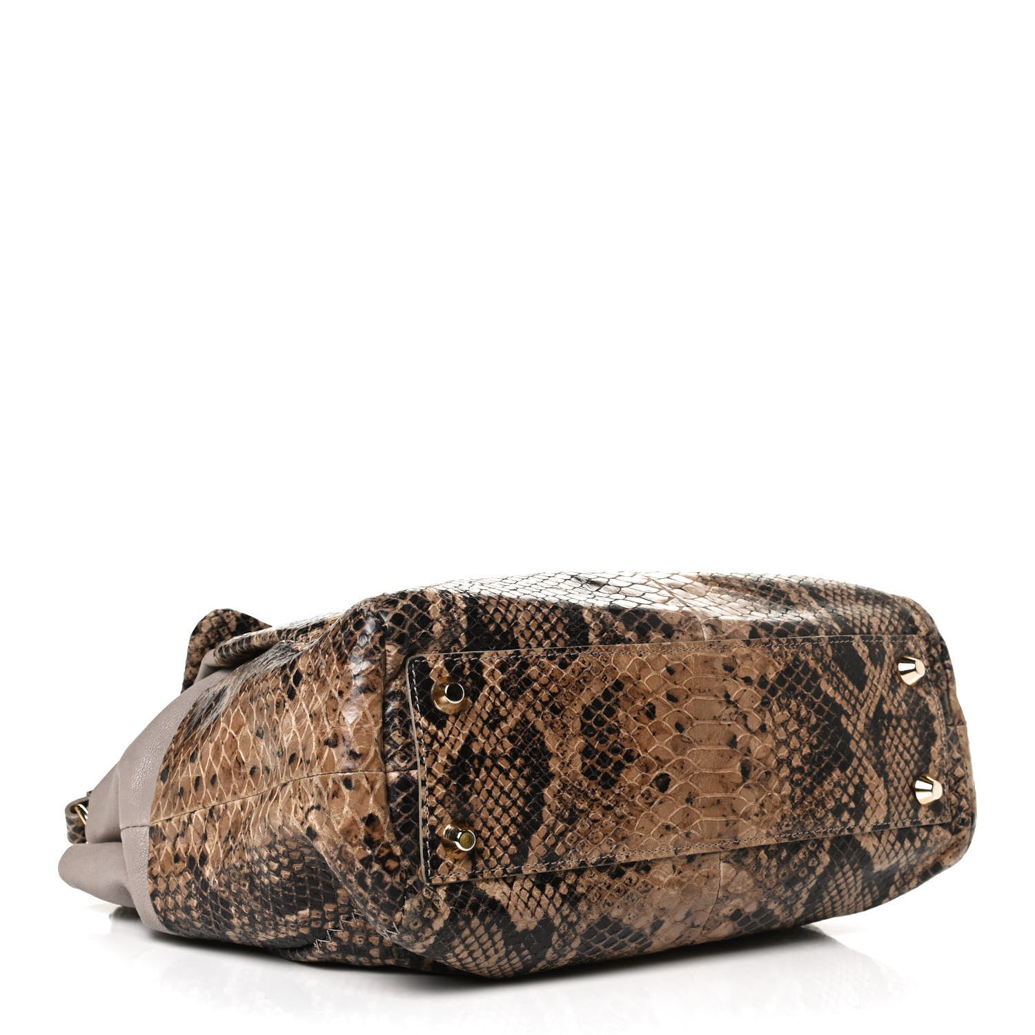 Lanvin Calfkin Embossed Python Medium Double Carry Beige 4 of 13