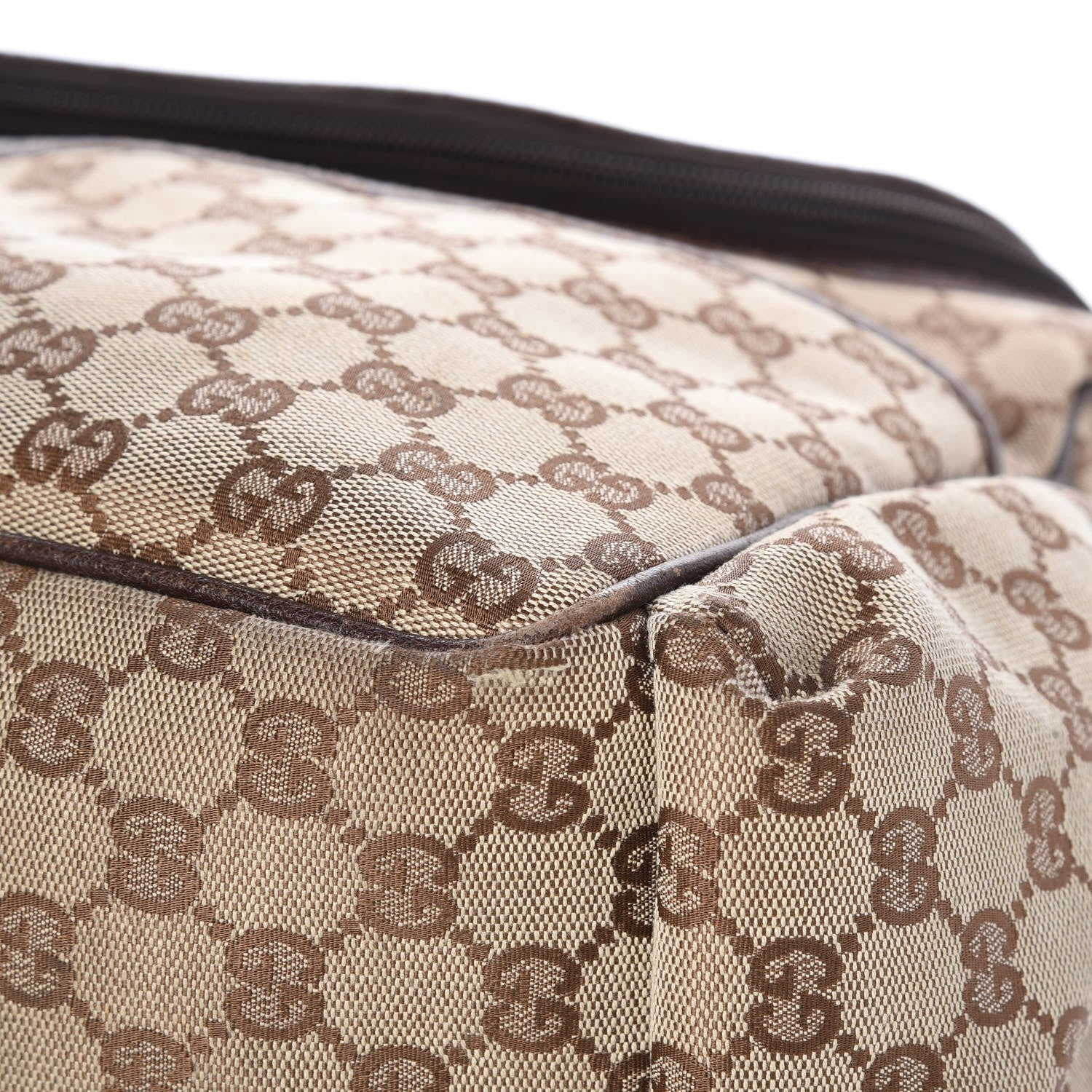Gucci Monogram Natural Pigskin Large Diaper Bag Beige Ebony Cocoa Dark Chocolate 13 of 15