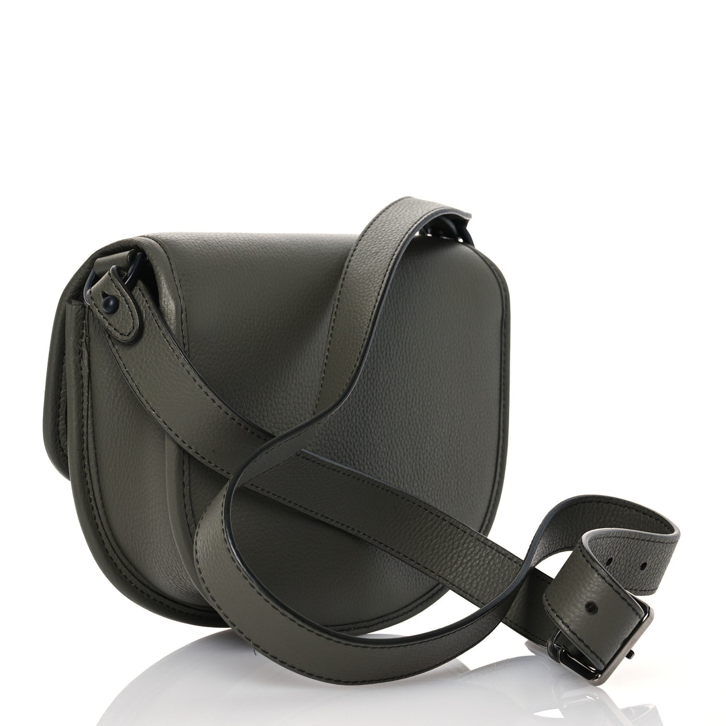 Grained Calfskin Mini Gallop Bag With Strap Green