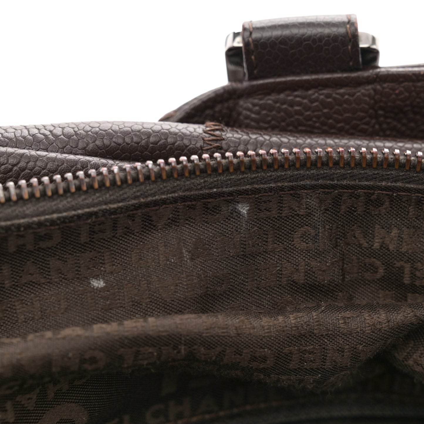 Caviar Square Stitched Large Satchel Dark Brown